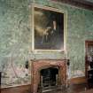 Chinese drawing-room in Abbotsford House, Roxburghshire, with detailed portrait of Sir Walter Scott.