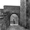 Historic photograph.
View of gate with soldier.
Mount signed 'Thomas Ross' inscribed: 'Edinburgh Castle. December 1912.'