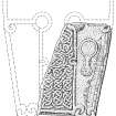 Scanned ink drawing of Formaston, Aboyne Pictish cross-slab fragment