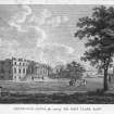 Perspective view showing front elevation inscr; 'Pennycuick House, the seat of Sir John Clark Bart.'