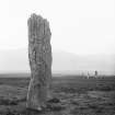 View of standing stone with three others in the distance, Machrie Moor, Arran.
Photographed by Erskine Beveridge in 1884.