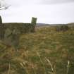 Copy of colour slide (H 93809cs) of Old Keig recumbent stone circle, viewed from E looking SW.