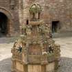 Linlithgow Palace, courtyard. Fountain, view from north west.