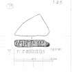Drawing of carved stone with runic inscription. Papil, West Burra.
