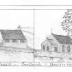 Digital image of sketch of Logie and Gauldry Free Churches
