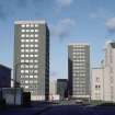 Edinburgh, Niddrie Marischal, Niddrie House Drive: View of two 15-storey point blocks amongst low-rise blocks.