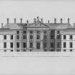 Photographic copy of drawing showing elevation of entrance front.