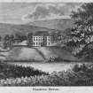 Engraving showing general view.
Titled: 'Haining House'