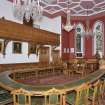 Inverness Town House, interior.  First floor: view of Council Chamber from North West