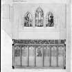 Photographic copy of drawing showing detail of panelling in war memorial, Dunblane Cathedral.