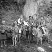 Group of children with donkeys.  Unknown location, possibly in Darjeeling or north Bengal.
