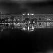 The Writers Building, Kolkata from across the Lal Dighi tank at night, lit for the British royal visit.