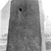 Aberlemno no 2, the Churchyard stone.
Detail of reverse, showing Pictish symbols and battle scene