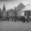 Queen Mary at a ceremony, North Gateway, Holyrood Palace.