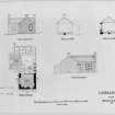Drawing showing plan, section and elevation of addition to East Lodge.