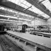 Interior view of St Rollox Locomotive Works, Springburn, Glasgow, from South-East in carriage body repair shop.