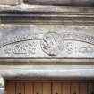 View of carved lintel above entrance to  Writers' Museum.