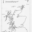 Publication drawing; Scotland showing St Kilda and other comparable islands and sites. Scanned image.