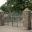 View of gates at entrance to Saughton Winter Gardens.