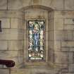 All Saints Episcopal Church, interior.  Detail of stained glass window, South wall.