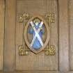 All Saints Episcopal Church, interior.  Main hall, detail of vesica in panelling.