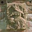 Detail of carved panel on inside of south wall, Edzell Castle.