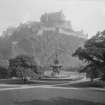 Edinburgh Castle.
North West view from Princes Street Gardens including Fountain