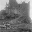 East wall, Eilean Donan Castle, during construction work.