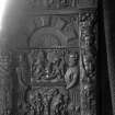 Roslin, Roslin Chapel. Interior.
View of carved panel of oak cabinet.