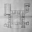 Photograph of drawing showing Ground Plan
Copied from Vitruvius Scoticus Plate 1
Delin. William Adam