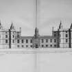 Photograph of drawing showing West Front towards the Great Court
Copied from Vitruvius Scoticus Plate 3
Delin. William Adam