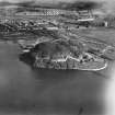 Dumbarton, general view, showing Dumbarton Castle and shipyards.  Oblique aerial photograph taken facing north-east.