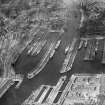 Queen's Dock and Prince's Dock, Glasgow.  Oblique aerial photograph taken facing east.