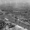 Glasgow, general view, showing Queen's Dock and Yorkhill Hospital.  Oblique aerial photograph taken facing north.