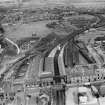 Ardrossan Town Station and Castle Hill, Ardrossan.  Oblique aerial photograph taken facing north.