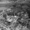 Alexander Cowan and Sons Valleyfield Paper Mill, Valleyfield Road, Penicuik.  Oblique aerial photograph taken facing north-east.  This image has been produced from a damaged negative.