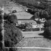 Knockbrex and Stable House, Knockbrex Bay.  Oblique aerial photograph taken facing east.  This image has been produced from a crop marked negative.
