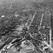 Edinburgh, general view, showing Waverley Station and Princes Street.  Oblique aerial photograph taken facing west.