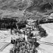 Royal Hotel and Tyndrum Lower Station, Tyndrum.  Oblique aerial photograph taken facing south-west.