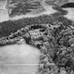 Airlie Castle and Formal Garden.  Oblique aerial photograph taken facing west.  This image has been produced from a crop marked negative.