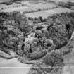 Airlie Castle and Formal Garden.  Oblique aerial photograph taken facing east.  This image has been produced from a crop marked negative.