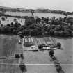 Invergowrie House and Farmstead, Ninewells, Dundee.  Oblique aerial photograph taken facing south.  This image has been produced from a crop marked negative.