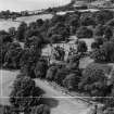 Invergowrie House, Ninewells, Dundee.  Oblique aerial photograph taken facing west.  This image has been produced from a crop marked negative.