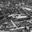 Scottish Wool Growers Ltd. Underwood Wool Stores, Brown Street and John Neilson Institution, Oakshaw Road, Paisley.  Oblique aerial photograph taken facing south.  This image has been produced from a crop marked negative.