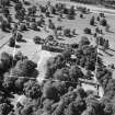 Scone Palace and Mote Church, Boot Hill.  Oblique aerial photograph taken facing south-west.  This image has been produced from a crop marked negative.