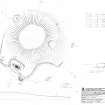 RCAHMS survey drawing: Plan, elevation and sections of The Ringing Stone stone circle