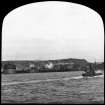 View of construction near to the Inchgarvie Island.
Insc. 'Forth Bridge. Inchgarvie. 23 July, 85.'
Lantern slide.