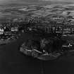 Dumbarton, general view, showing Dumbarton Rock and River Leven Tidal Basin.  Oblique aerial photograph taken facing north.  This image has been produced from a print.
