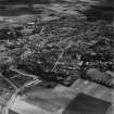 Forfar, general view, showing St James Works, St James Road and Reid Park.  Oblique aerial photograph taken facing north-east.  This image has been produced from a print.