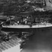 John Brown's Shipyard, Clydebank, Queen Mary under construction.  Oblique aerial photograph taken facing east.  This image has been produced from a print.